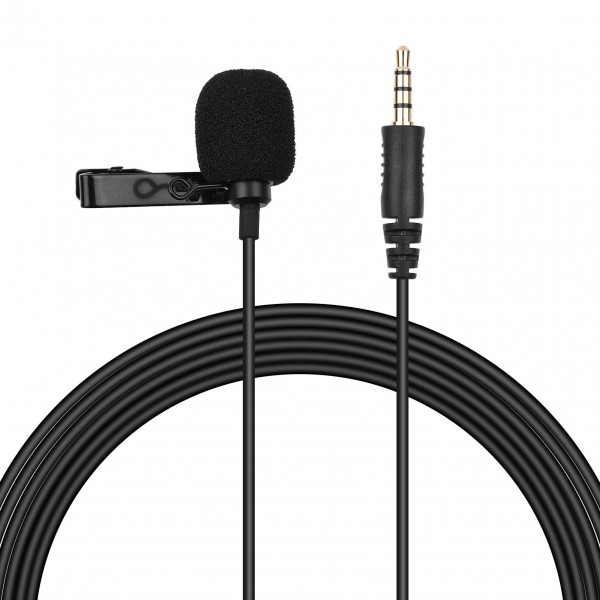 Mini Lavalier Microphone Omnidirectional Condenser Clip-on Mic with 3.5mm TRRS Plug 1.5-Meter-Long Cable for Smartphone Tablet Computer Professional Recording Video Shooting Online Teaching