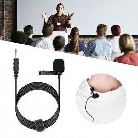 Mini Lavalier Microphone Omnidirectional Condenser Clip-on Mic with 3.5mm TRRS Plug 1.5-Meter-Long Cable for Smartphone Tablet Computer Professional Recording Video Shooting Online Teaching