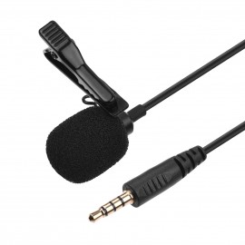 Mini Lavalier Microphone Omnidirectional Condenser Clip-on Mic with 3.5mm TRRS Plug 1.5-Meter-Long Cable for Smartphone Tablet Computer Professional Recording Video Shooting Online Teaching