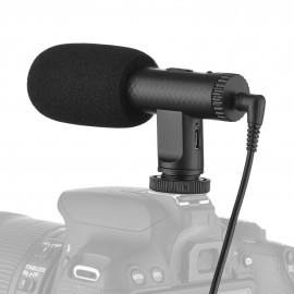 Portable Stereo Microphone Video Recording Mic 3.5mm TRS Plug Built-in Rechargeable Battery for DSLR Cameras Camcorder