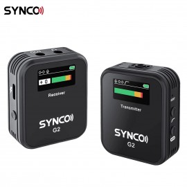 SYNCO G2(A1) 1-Trigger-1 2.4G Wireless Microphone System with 1 Receiver + 1 Transmitter + 1 Lavalier Microphone 150M Transmission Range TFT Screen 3.5mm Plug for Smartphone Camera Camcorder Vlog Live   Streaming Interview Video Recording