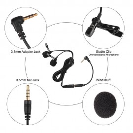 Dual-head Lavalier Lapel Omnidirectional Clip-on Microphone Mic for Smartphone Laptop Camera 3.5mm Audio Plug Devices for Program Video Recording Interview Webcast