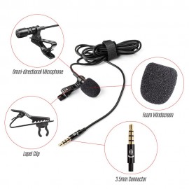 Lavalier Lapel Portable Clip-on Microphone Mic 3.5mm Audio Plug Length 1.5m Omni-directional Noise-canceling Mic for Smartphone Camera Computer Laptop for Video Recording Interview Webcast