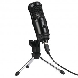 USB Home Vocal Recording Microphones Desktop Mini Metal Tripod Stand for for Laptop PC Tab-let Recording Online Chatting Singing Podcast