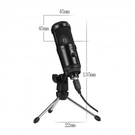 USB Home Vocal Recording Microphones Desktop Mini Metal Tripod Stand for for Laptop PC Tab-let Recording Online Chatting Singing Podcast