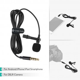 Mini Clip-on Lavalier Microphone Lapel Condenser Mic with 3.5mm Plug Compatible with iPhone iPad Android Smartphone DSLR Camera PC Laptop