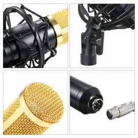 BM800 Condenser Microphone Lit Pro Audio Studio Recording & Brocasting Adjustable Mic Suspension Scissor Arm Pop Filter