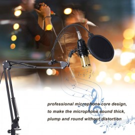 BM800 Condenser Microphone Lit Pro Audio Studio Recording & Brocasting Adjustable Mic Suspension Scissor Arm Pop Filter