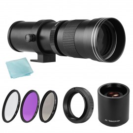 Camera MF Super Telephoto Zoom Lens F/8.3-16 420-800mm T Mount + UV/CPL/FLD Filters Set +2X 420-800mm Teleconverter Lens + T2-AF Adapter Ring for Sony AF Mount A900/ A850/ A700/ A580/ A560/ A550/ A500/ A99/ A77 Cameras 