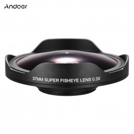 Andoer 37MM 0.3X HD Ultra Wide Angle Fisheye Lens with Hood Replacement for Camcorders