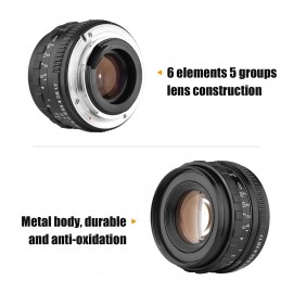 50mm F1.7 Large Aperture Camera Lens Manual Focus Prime Lens PK Mount Replacement for Pentax K1/ K-1 Mark II Full Frame Cameras