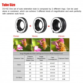 DG-EOS M Automatic Extension Tube 10mm and 16mm Auto Focus for Canon EF-M Mount Series Mirrorless Camera and Lens