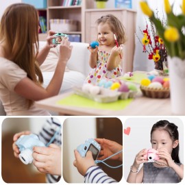 Portable Cute Children Digital Camera Rechargeable Video Camera Camcorder Support Games with 1.9 Inch Display Screen 32G TF Card Outdoor Photography Birthday Holiday Christmas Gift for Children Girls Boys Age 3-10