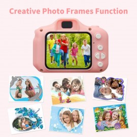 Portable Cute Children Digital Camera Rechargeable Video Camera Camcorder Support Games with 1.9 Inch Display Screen 32G TF Card Outdoor Photography Birthday Holiday Christmas Gift for Children Girls Boys Age 3-10