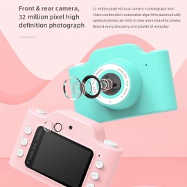 C2 Kids Camera Digital Video Cameras for Toddler Christmas Birthday Gifts for Girls with 32MP Dual Lens 32GB TF Card Support WIFI Transmissin