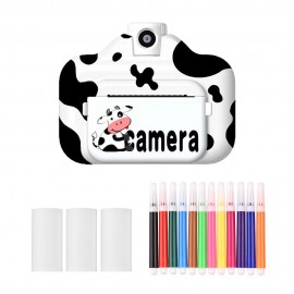 WiFi Instant Print Cameras Kids Camera 2.4 Inch Screen 1080P Video Recording Zero Ink 180° Rotation Lens with Print Paper 12 Color Pens for Children Kids Age 4+