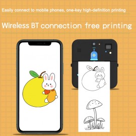 Pocket Photo Printer Wireless Thermal Label Printer 1080P Instant Print Camera Compatible with iOS Android Smartphone Built-in Battery with 3 Rolls Printer Paper for Travel List Study Note Work Memo