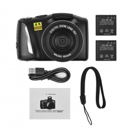 4K/60FPS 48MP High Resolution Digital Camera Multifunctional Portable 16X Digital Zoom Video Camcorder with 3.2 Inch IPS Screen Type-C Charging for Portrait Video Recording