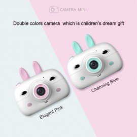 Portable Intelligent Focus Mode Large Screen Children Camera Cartoon Mini Dual Lens Digital Camera For Children Without Storage Card (Blue)