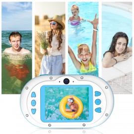 8MP Children Digital Camera Kids Waterproof Camera with Front and Rear Dual Cameras 2.4 Inch IPS HD Screen One-click Photo/Video Self-timer for 5s