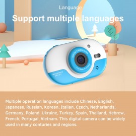 8MP Children Digital Camera Kids Waterproof Camera with Front and Rear Dual Cameras 2.4 Inch IPS HD Screen One-click Photo/Video Self-timer for 5s