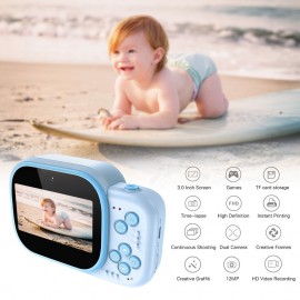 Kids Instant Print Camera 3.0 Inch Large Screen 1080P 12MP Digital Video Camera with Print Paper Roll Hanging Rope for Children Boys Girls