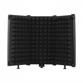 Microphone Isolation Shield Compact Foldable Tabletop Mic Windscreen 3-Panel Sound Absorbing Foam Reflector with Supporting Rod Base Phone Clip 5/8 Inch Screw Adapter for Studio Professional Recording Singing Live Stream