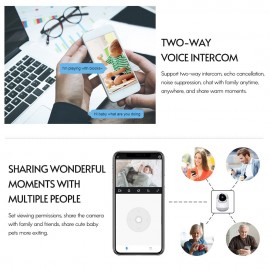 1080P Smart WiFi Camera Indoor Wireless Security Camera 355° Rotatable Auto Tacking Two-Way Talk Night Vision Motion Detection Mobile Phone APP Remote Control for Baby Pet Home Monitoring