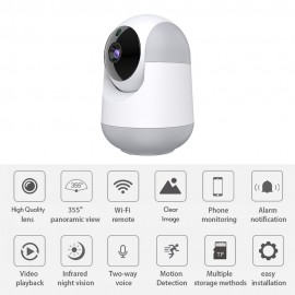 1080P Smart WiFi Camera Indoor Wireless Security Camera 355° Rotatable Auto Tacking Two-Way Talk Night Vision Motion Detection Mobile Phone APP Remote Control for Baby Pet Home Monitoring