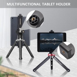 Multifunctional Tablet Holder Tablet Clamp Tripod Adapter Bracket 16cm-23.5cm Adjustable with 1/4 Inch Screw for Tripod