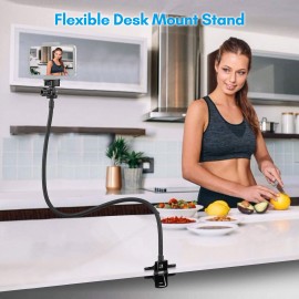 72cm/28in Webcam Stand Flexible Desk Mount Bracket with 1/4 Inch Screw 1kg Load Capacity for Web Camera C930e/C930/C920/C922x/C922/C925e/C615 for Smartphone Small LED Video Light