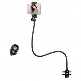 72cm/28in Webcam Stand Flexible Desk Mount Bracket 1/4 Inch Screw 1kg Load Capacity with Phone Holder Remote Shutter for Live Streaming Online Teaching Meeting Chatting