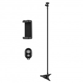 72cm/28in Webcam Stand Flexible Desk Mount Bracket 1/4 Inch Screw 1kg Load Capacity with Phone Holder Remote Shutter for Live Streaming Online Teaching Meeting Chatting