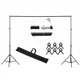 200 * 200cm/78 * 78inches Aluminium Alloy Adjustable Photography Studio Background Backdrop Stand Support System Kit Heavy Duty Photo Video Crossbar Kit with Carry Bag 6pcs Clips for Home Studio Photography Recording