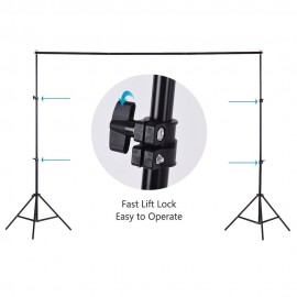 200 * 200cm/78 * 78inches Aluminium Alloy Adjustable Photography Studio Background Backdrop Stand Support System Kit Heavy Duty Photo Video Crossbar Kit with Carry Bag 6pcs Clips for Home Studio Photography Recording