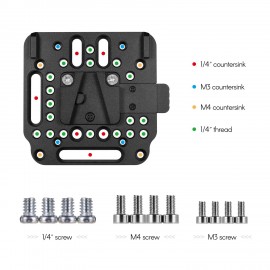 V-Lock Quick Release Plate Aluminum Alloy 1/4 Inch M3 M4 Countersink 1/4 Inch Thread for V-Mount Battery