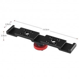 Aluminum Triple Cold Shoe Mount Plate Bracket for Camera Microphone LED Light Mounting